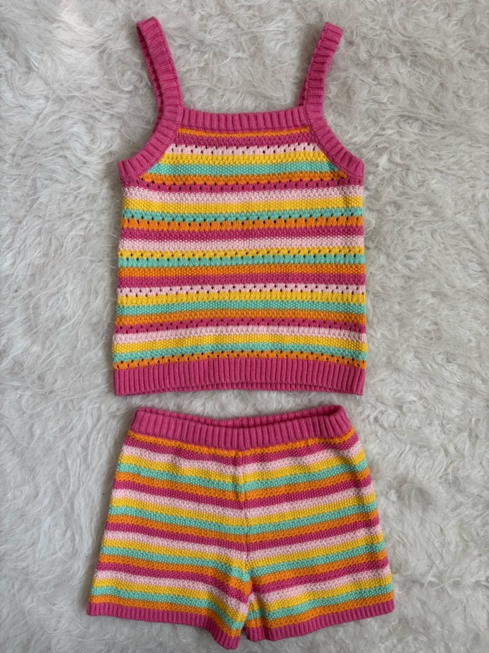 Old Navy Girl’s Bright & Colorful Striped Knit Summer Set